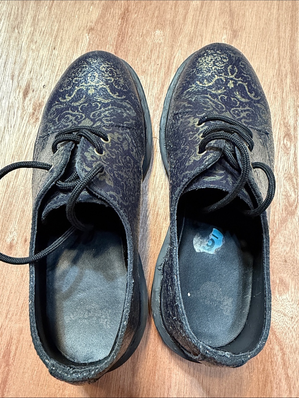 Dr Martens Lace Up Oxford Baroque Blue/Gold Crinkle Leather Shoe size 6 - Picture 5 of 9